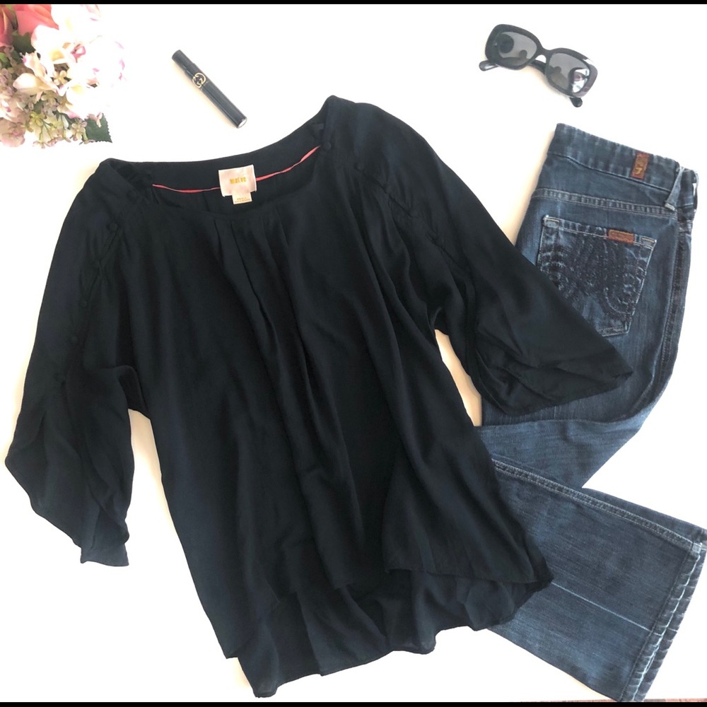 Anthro | Maeve | Braxton Button Split Sleeve Top
